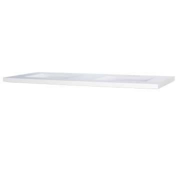 61" Double Wave Bowl Cultured Marble Vanity Top - White, 22" Depth