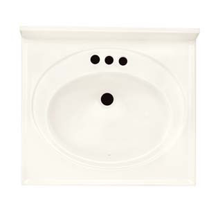 25" Single Bowl Cultured Marble Vanity Top - Solid White, 22" Depth