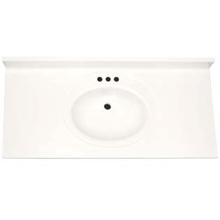 43" Single Bowl Cultured Marble Vanity Top - Solid White, 22" Depth