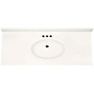 61" Single Bowl Cultured Marble Vanity Top - Solid White, 22" Depth